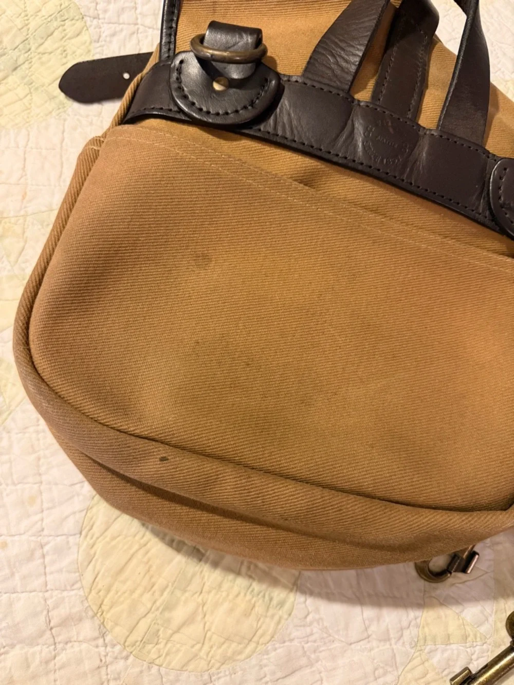 Filson Small Rugged Twill Field Bag Khaki/Leather Made in USA - Picture 15 of 16